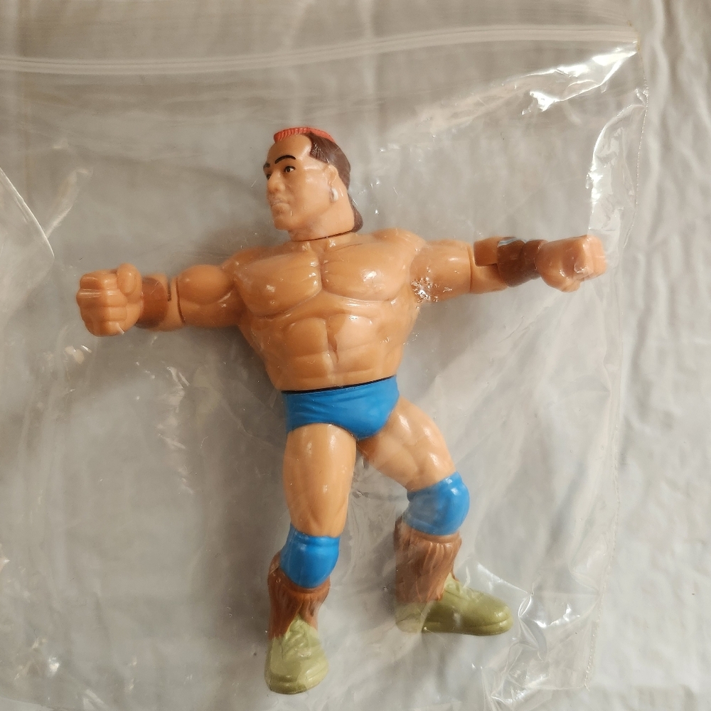 WWE WWF Tatanka Series 9 Action Figure with Blue Shorts Loose Hasbro